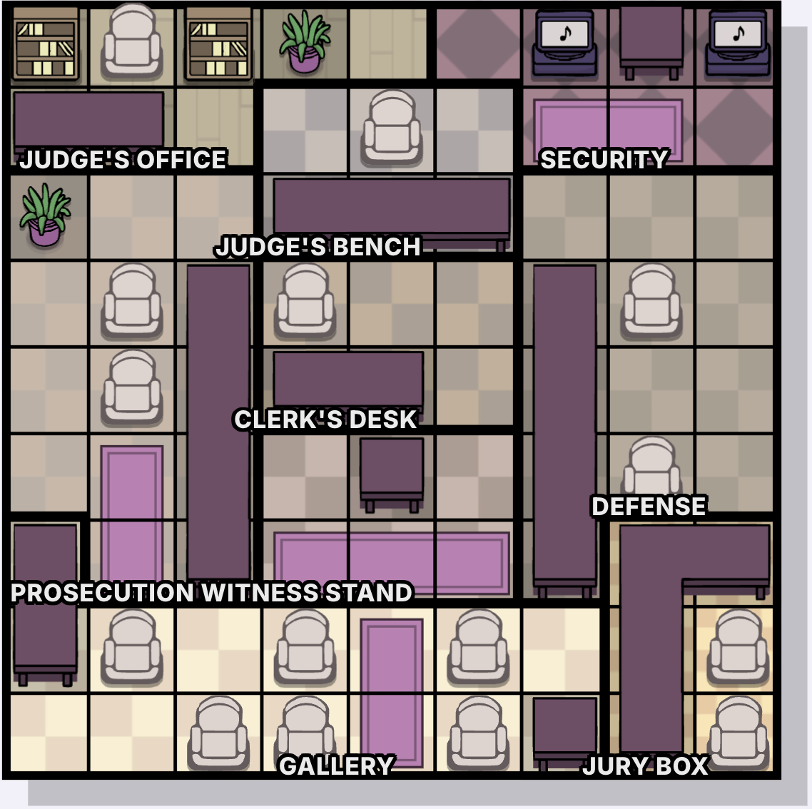 The Courtroom / El tribunal captura del tablero