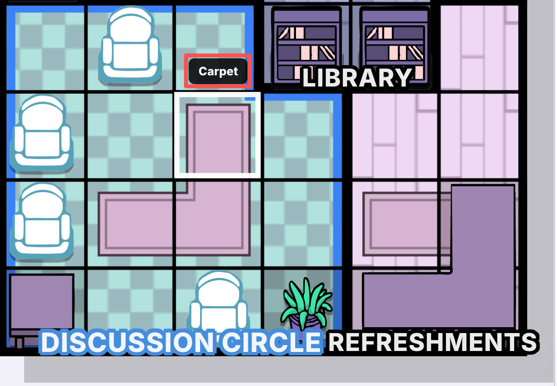 Tablero Murdoku con etiquetas y objetos resaltados