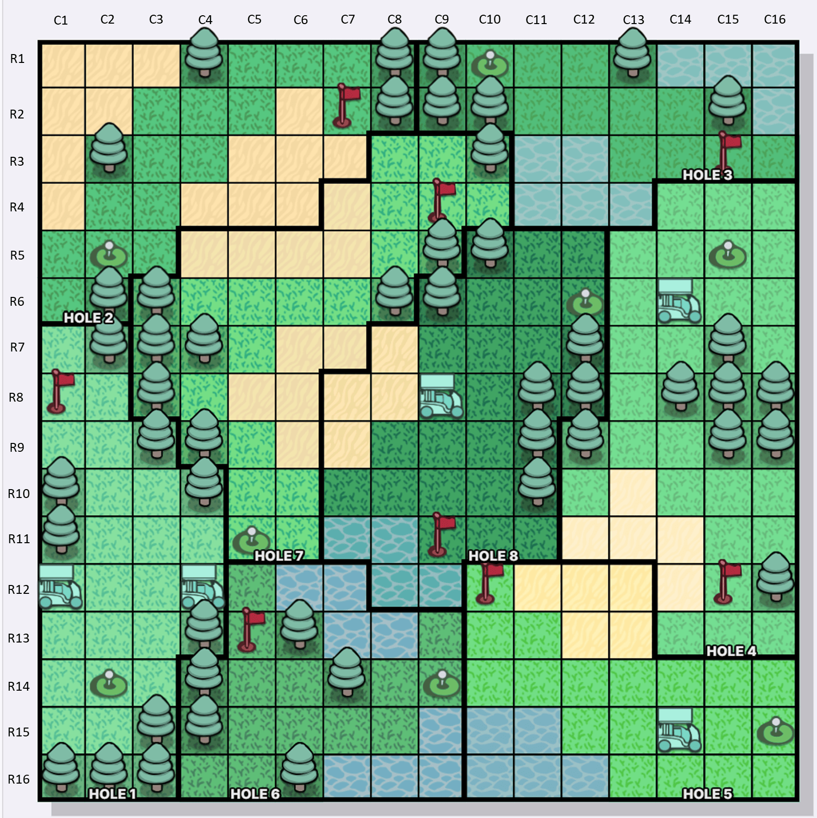 Mapa de la escena: The Golf Course / El golf